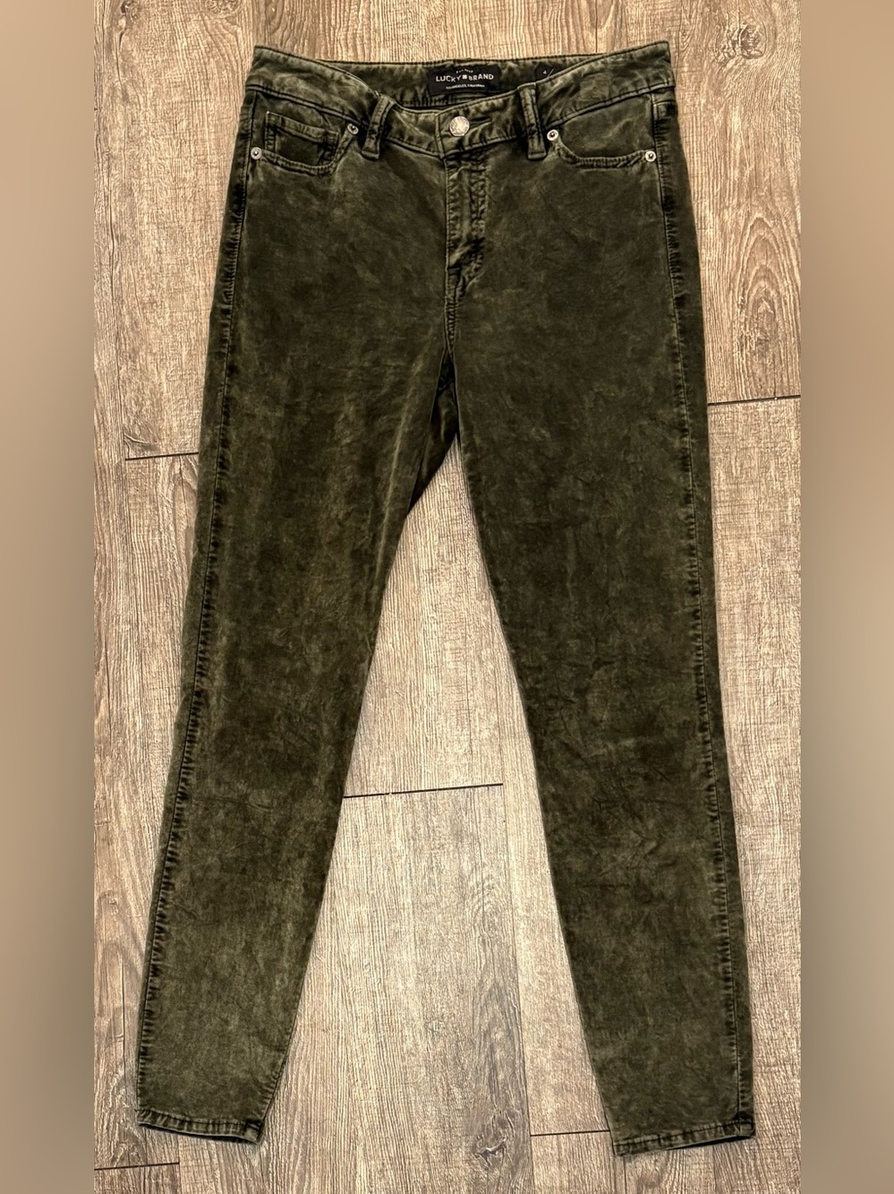 Lucky Brand Ava Super Skinny Velvet Pants – Parkman Dark Green – Style 7W14198